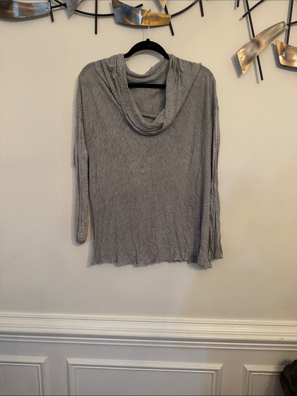 Halogen Gray Lightweight Draped Cowl Neck Sweater